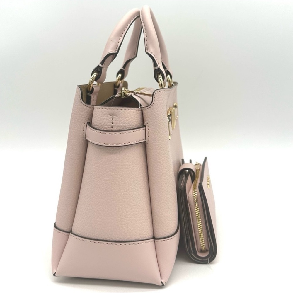 Michael Kors Reed Small Satchel Crossbody Bag & MD Bifold Zip Chain Wallet Pink - Picture 4 of 14